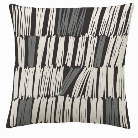 Judy Ross Textiles Hand-Embroidered Chain Stitch Static Throw Pillow charcoal/cream/dark grey